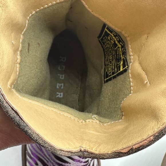 Roper Little Girl's Western Purple Metallic Zebra Square Toe Toddler Boots Sz 12 - Picture 9 of 12